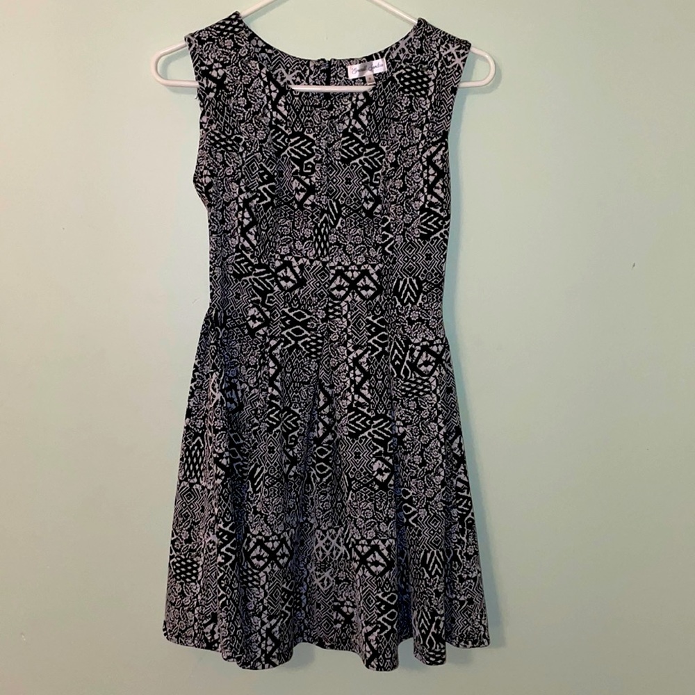 Black and White Pleated Dress